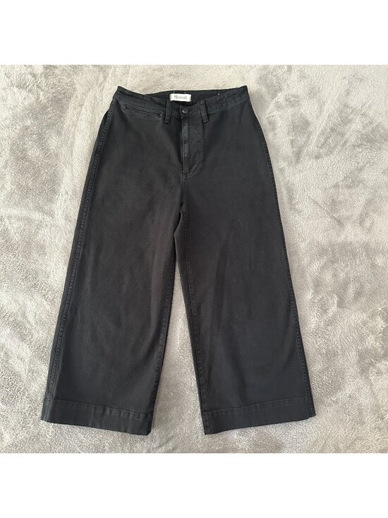 Madewell Denim - Madewell Emmett Patch Pocket Wide Leg Crop Jeans 28 Black High Rise